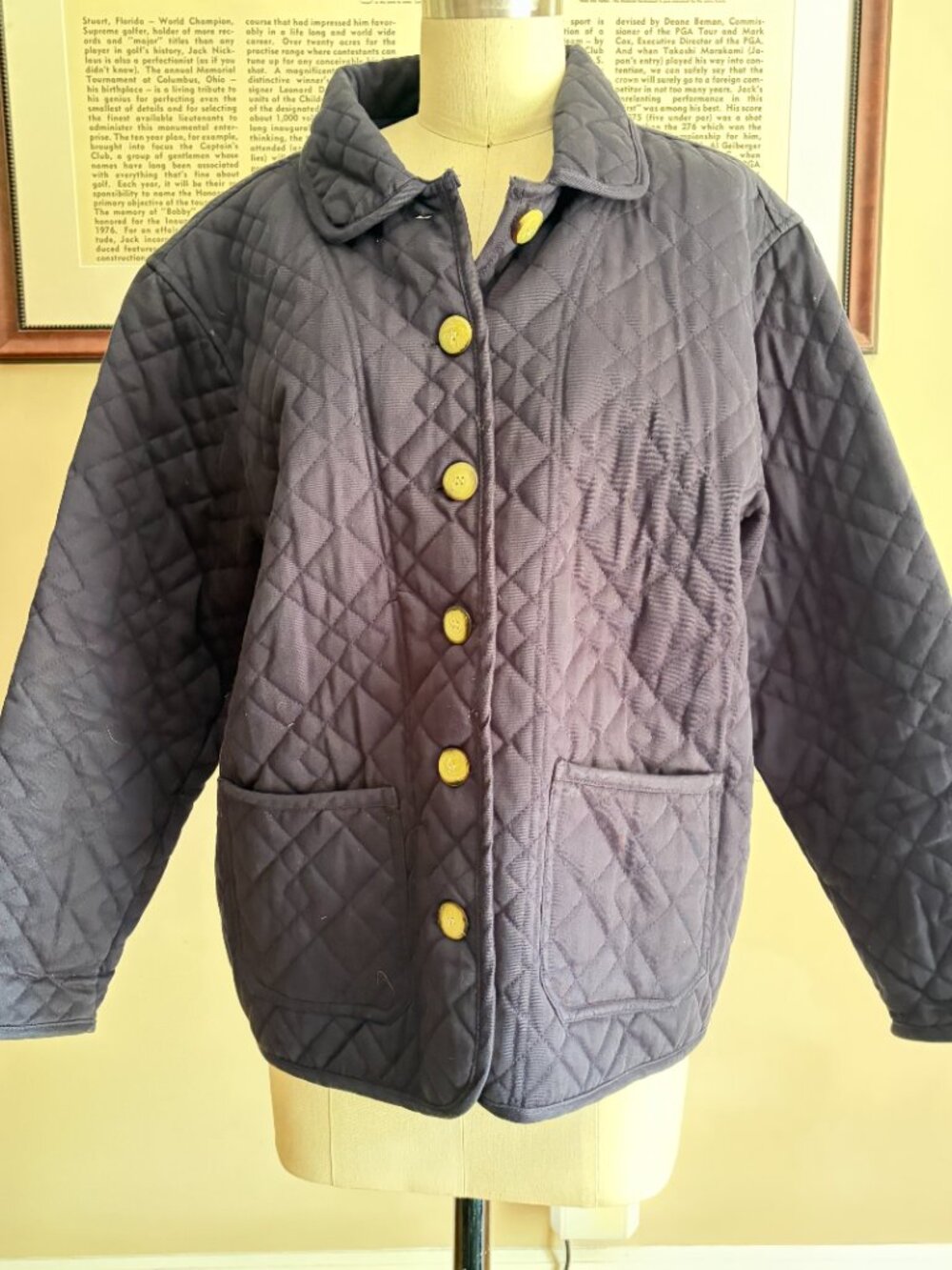 Keren Hart Navy Quilted Jacket Size Medium Vintage - Picture 2 of 6